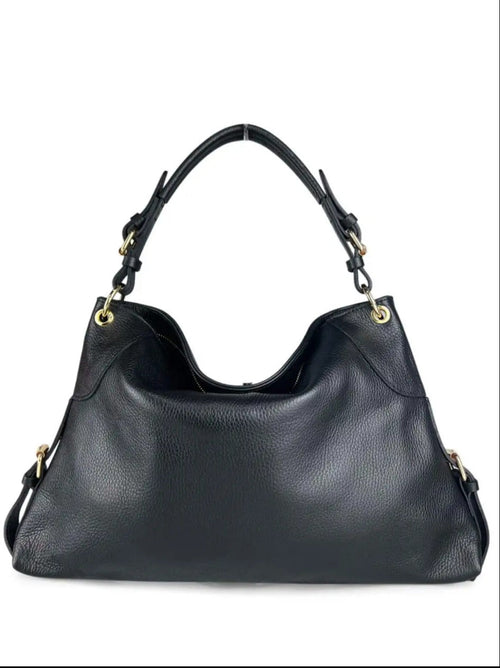 Borsa Aurora in vera pelle, colore nero