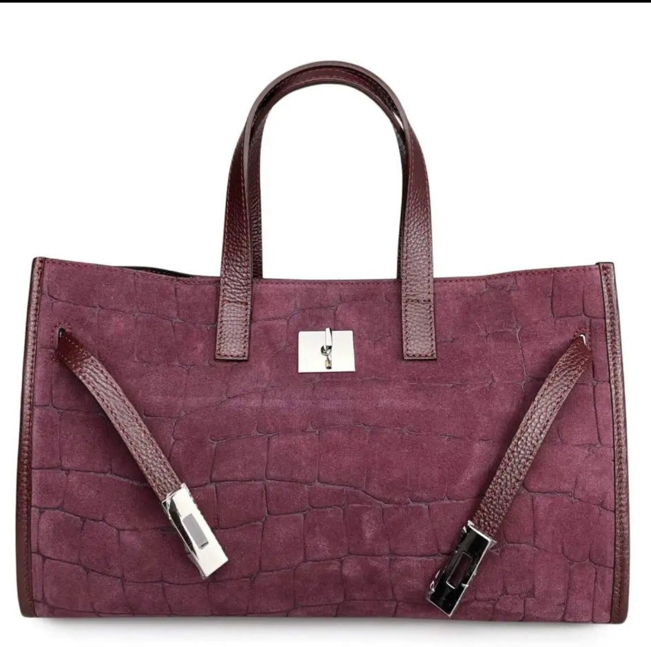 Borsa Vittoria bordeaux stampa cocco