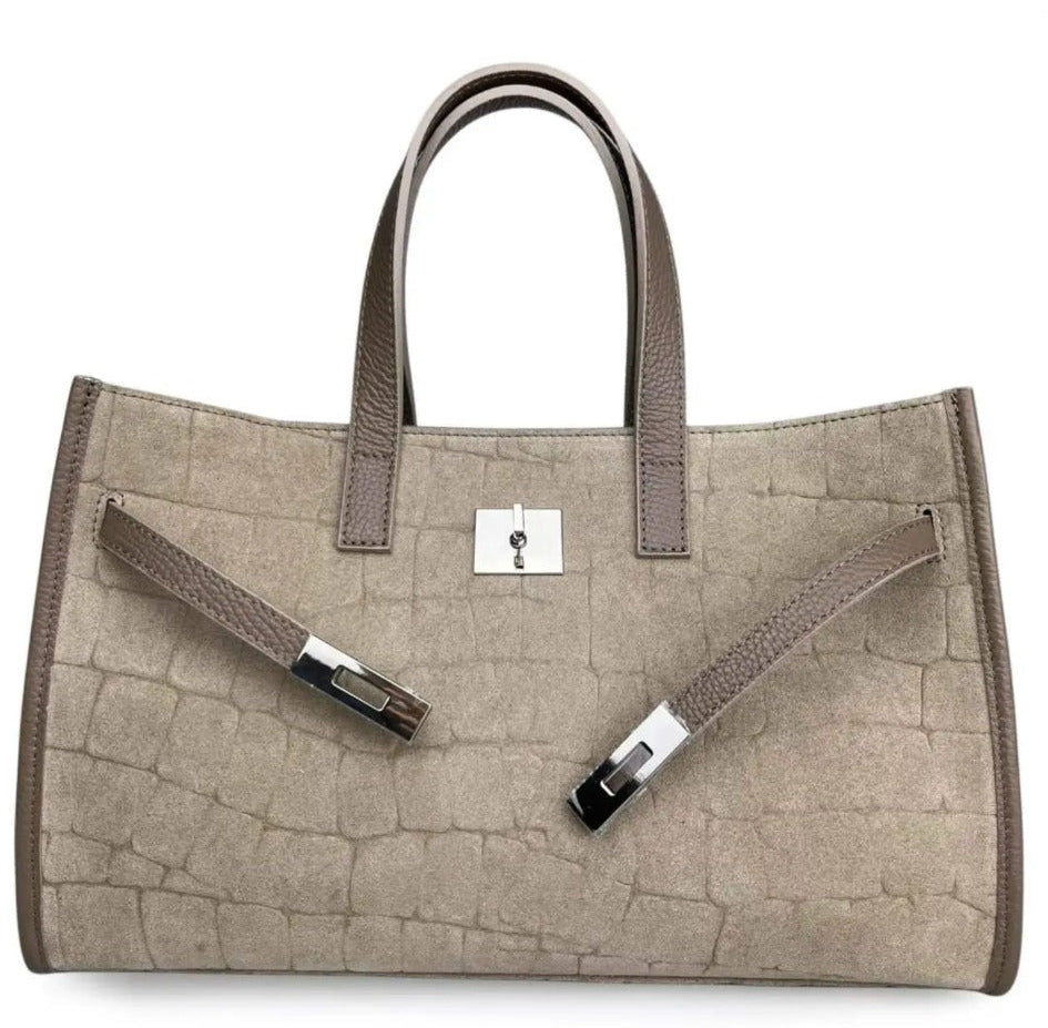 Borsa Vittoria taupe stampa cocco