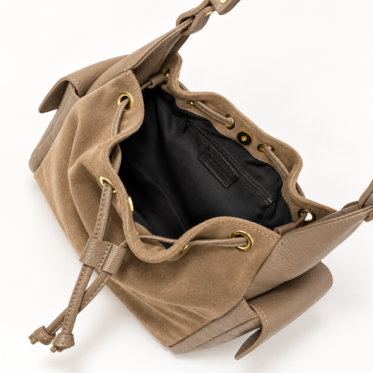 Interno foderato della Futura Bag con tasca a zip