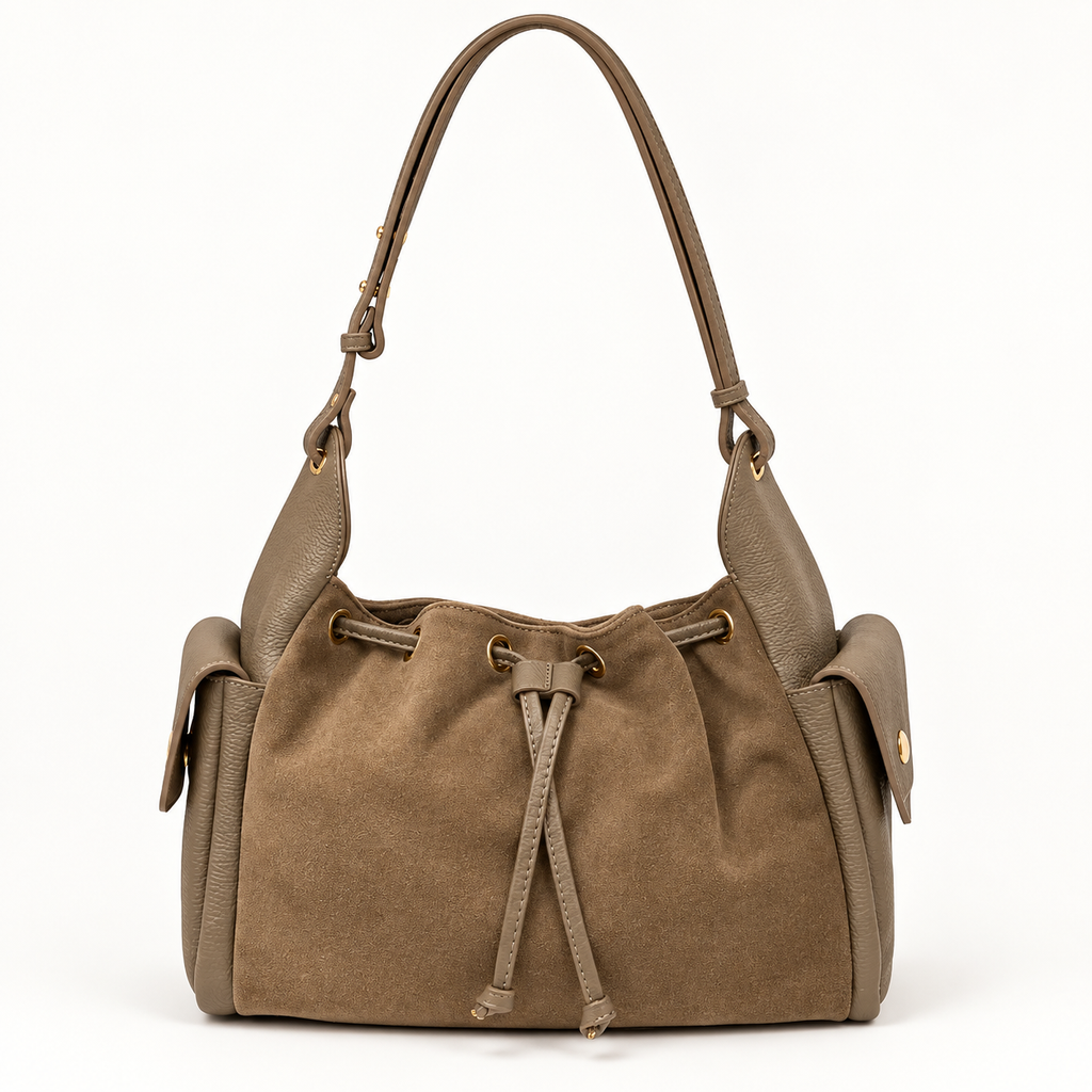 Futura Bag Taupe in pelle dollaro e camoscio