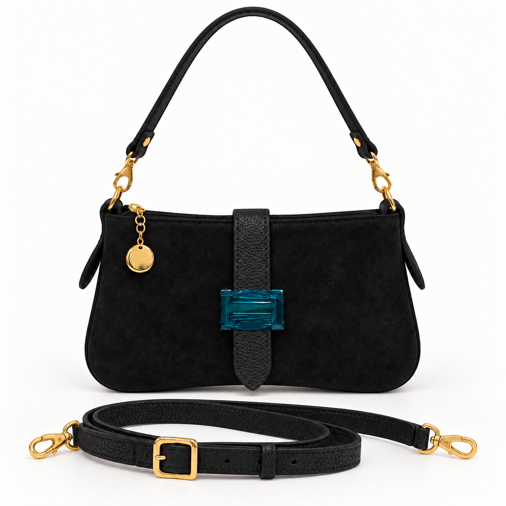 Borsa Hope Nera con tracolle su fondo bianco