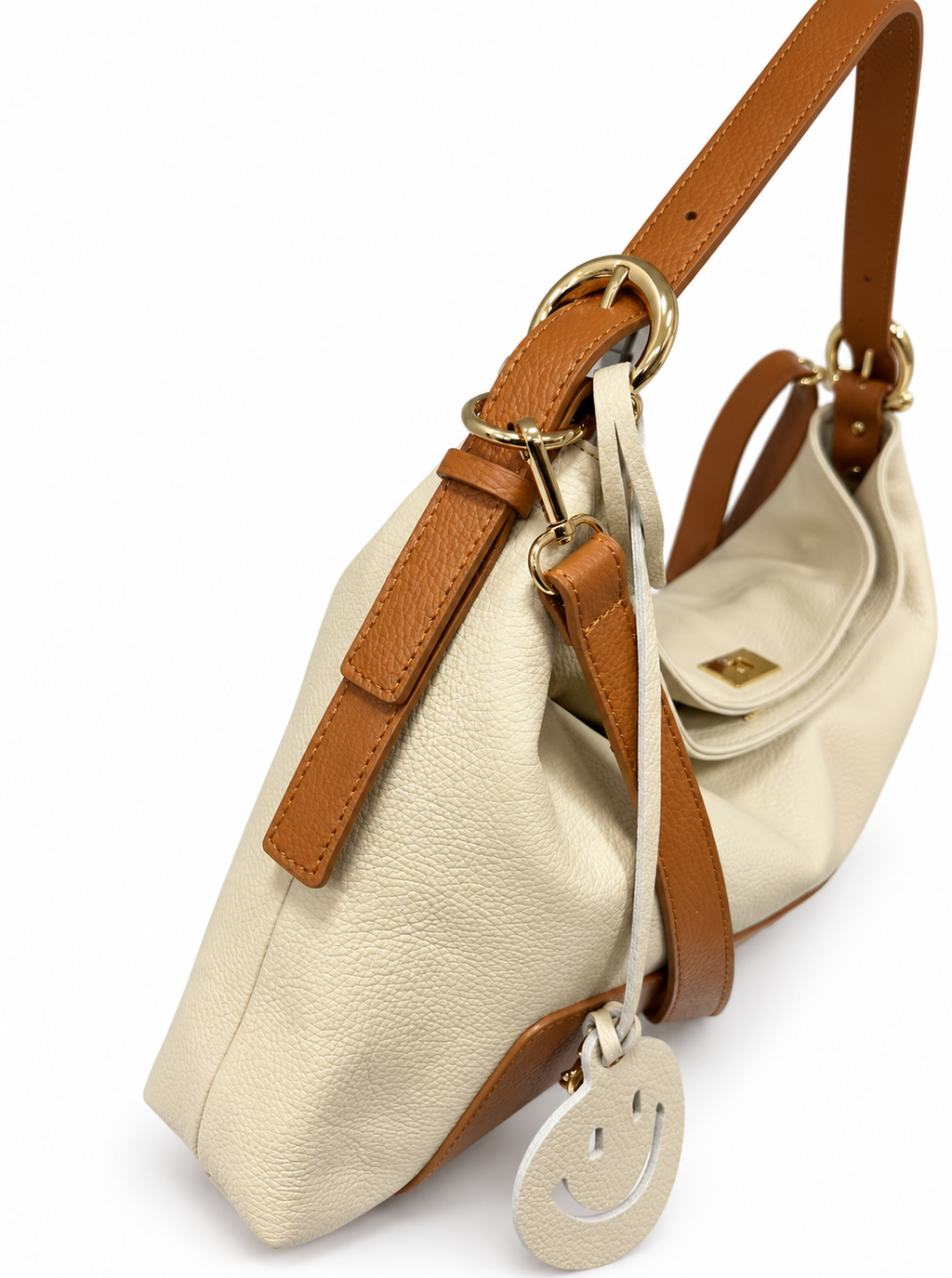 Borsa Smile Beige Cuoio dettaglio