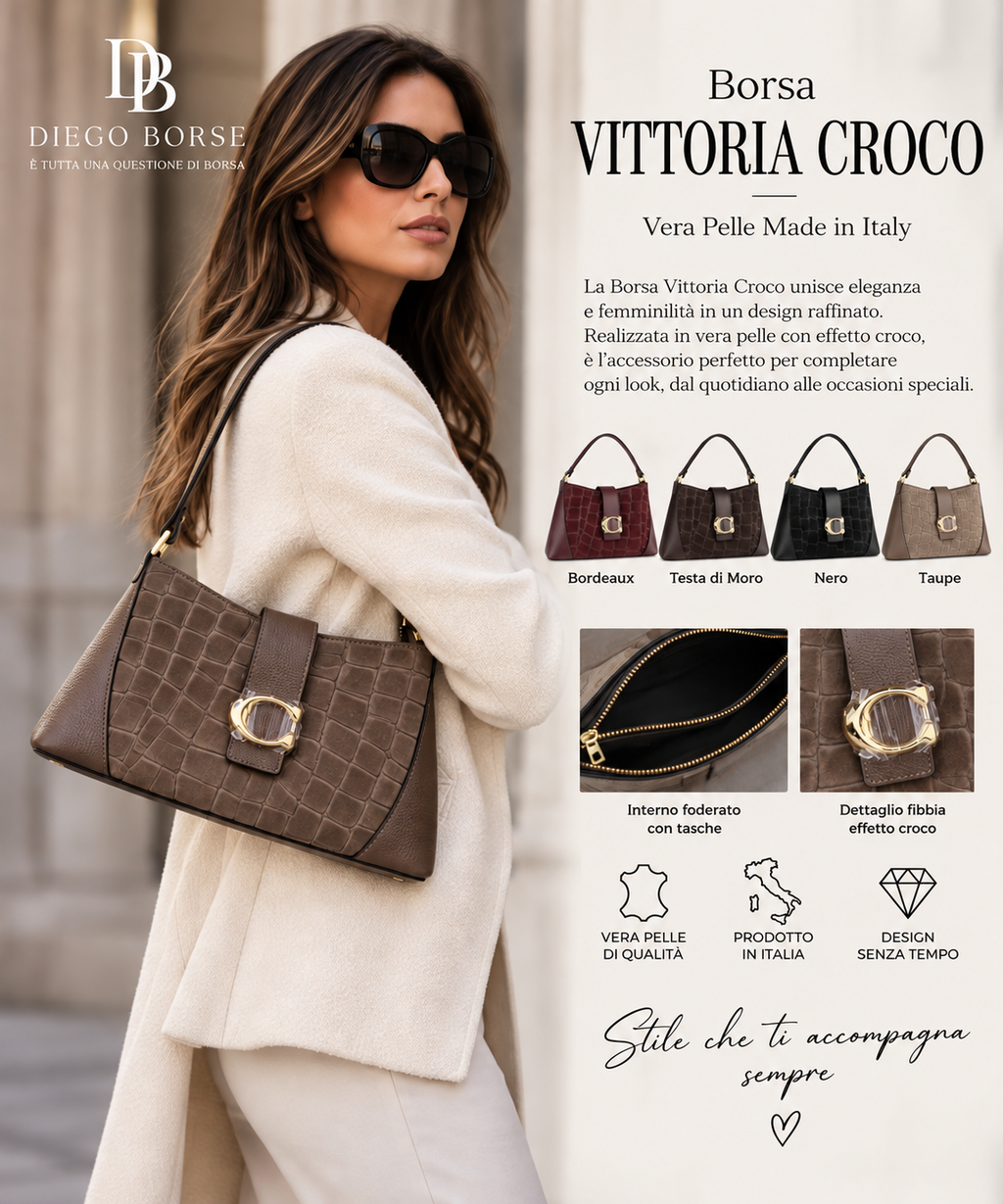Borsa Vittoria Croco con modella